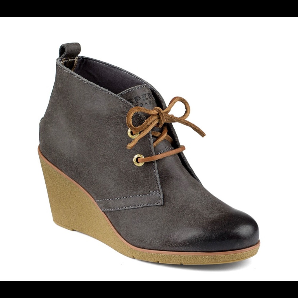 Sperry Harlow burnished leather wedge bootie